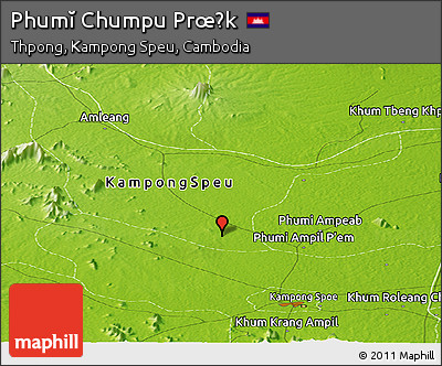 Physical Panoramic Map of Phumĭ Chumpu Prœ̆k