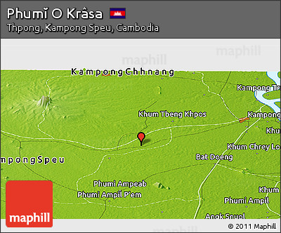 Physical Panoramic Map of Phumĭ O Krâsa