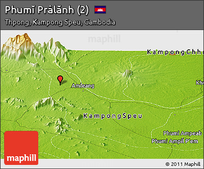 Physical Panoramic Map of Phumĭ Prâlănh (2)