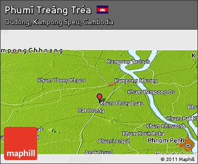 Physical Panoramic Map of Phumĭ Treăng Tréa