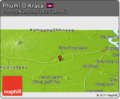 Physical Panoramic Map of Phumĭ O Krâsa