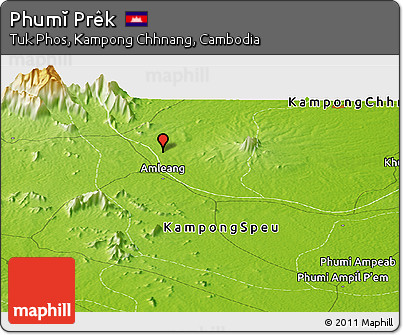 Physical Panoramic Map of Phumĭ Prêk