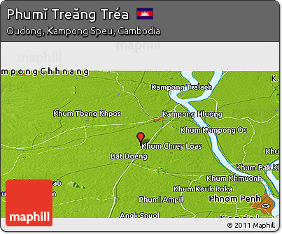 Physical Panoramic Map of Phumĭ Treăng Tréa