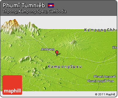 Physical Panoramic Map of Phumĭ Tumniĕb