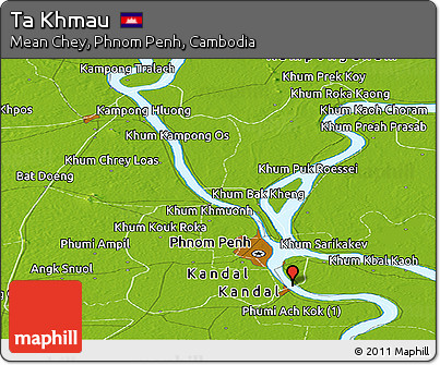 Physical Panoramic Map of Ta Khmau