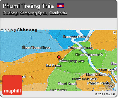 Political Panoramic Map of Phumĭ Treăng Tréa