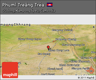 Satellite Panoramic Map of Phumĭ Treăng Tréa