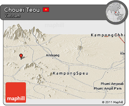 Shaded Relief Panoramic Map of Chouei Teou