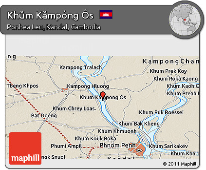 Shaded Relief Panoramic Map of Khŭm Kămpóng Ôs