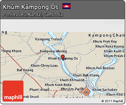 Shaded Relief Panoramic Map of Khŭm Kămpóng Ôs