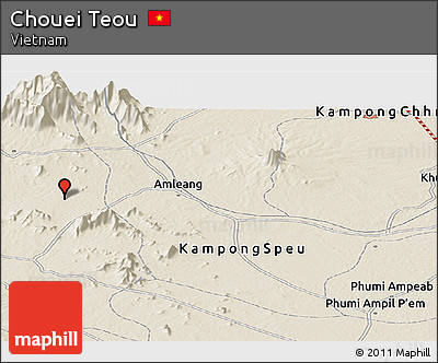 Shaded Relief Panoramic Map of Chouei Teou