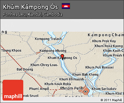 Shaded Relief Panoramic Map of Khŭm Kămpóng Ôs