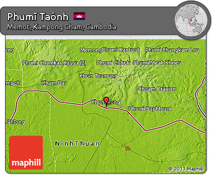 Physical 3D Map of Phumĭ Taônh