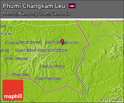 Physical 3D Map of Phumĭ Chângkâm Leu