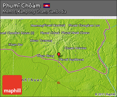 Physical 3D Map of Phumĭ Chŏâm