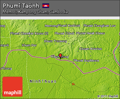Physical 3D Map of Phumĭ Taônh