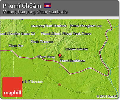 Physical 3D Map of Phumĭ Chŏâm