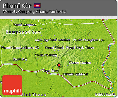 Physical 3D Map of Phumĭ Kôr