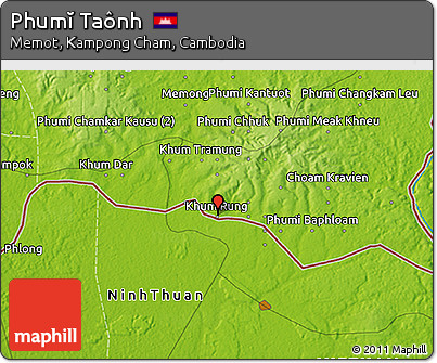Physical 3D Map of Phumĭ Taônh