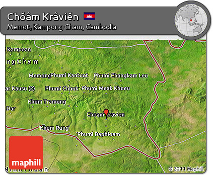 Satellite 3D Map of Chŏâm Krâviĕn