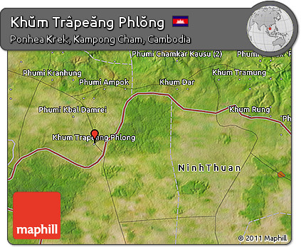 Satellite 3D Map of Khŭm Trâpeăng Phlŏng