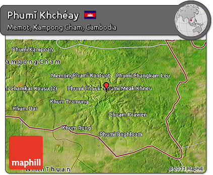 Satellite 3D Map of Phumĭ Khchéay