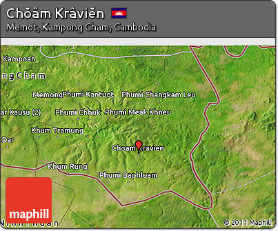 Satellite 3D Map of Chŏâm Krâviĕn