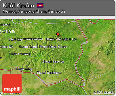 Satellite 3D Map of Kdŏl Kraôm