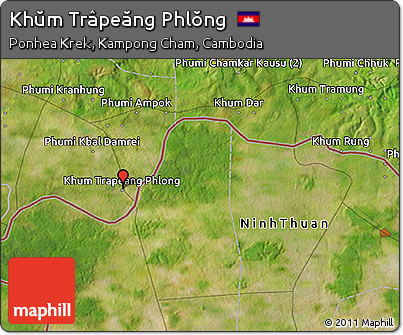 Satellite 3D Map of Khŭm Trâpeăng Phlŏng