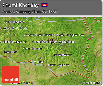 Satellite 3D Map of Phumĭ Khchéay