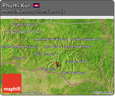 Satellite 3D Map of Phumĭ Kôr