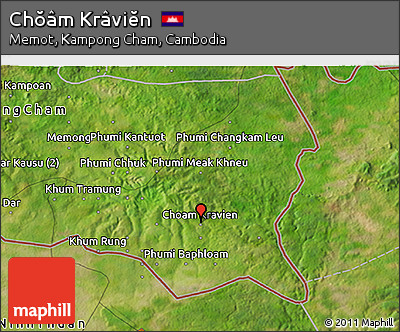 Satellite 3D Map of Chŏâm Krâviĕn