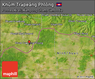 Satellite 3D Map of Khŭm Trâpeăng Phlŏng