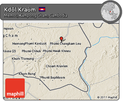 Shaded Relief 3D Map of Kdŏl Kraôm