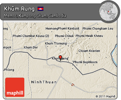 Shaded Relief 3D Map of Khŭm Rung