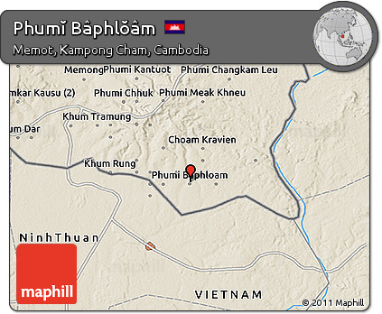 Shaded Relief 3D Map of Phumĭ Bâphlŏâm