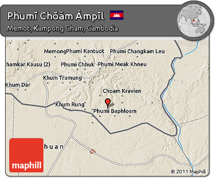 Shaded Relief 3D Map of Phumĭ Chŏâm Âmpĭl