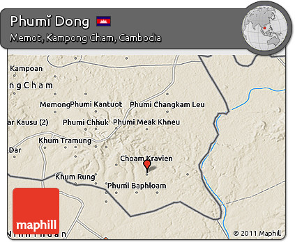 Shaded Relief 3D Map of Phumĭ Dong