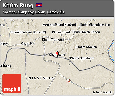 Shaded Relief 3D Map of Khŭm Rung
