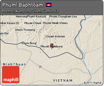 Shaded Relief 3D Map of Phumĭ Bâphlŏâm