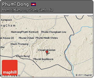 Shaded Relief 3D Map of Phumĭ Dong