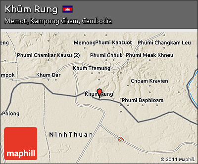 Shaded Relief 3D Map of Khŭm Rung