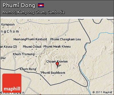 Shaded Relief 3D Map of Phumĭ Dong
