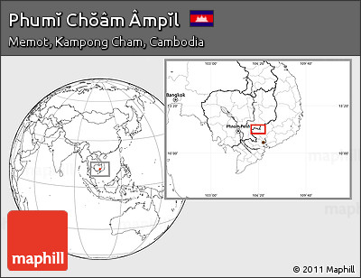 Blank Location Map of Phumĭ Chŏâm Âmpĭl
