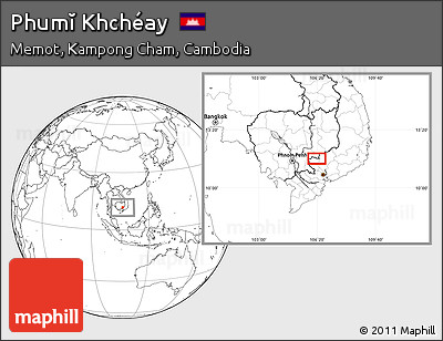 Blank Location Map of Phumĭ Khchéay