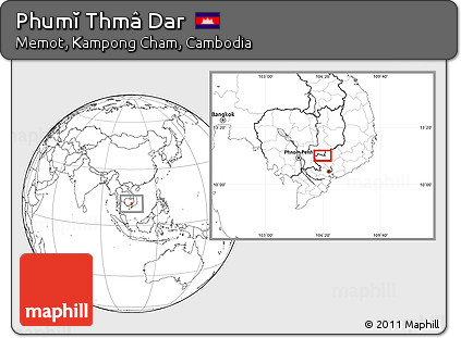 Blank Location Map of Phumĭ Thmâ Dar