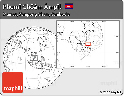 Blank Location Map of Phumĭ Chŏâm Âmpĭl