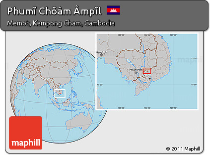 Gray Location Map of Phumĭ Chŏâm Âmpĭl