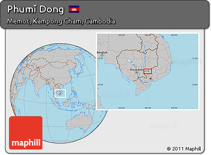 Gray Location Map of Phumĭ Dong