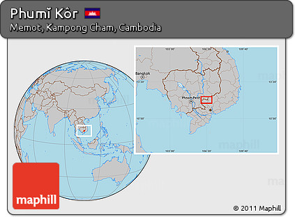 Gray Location Map of Phumĭ Kôr